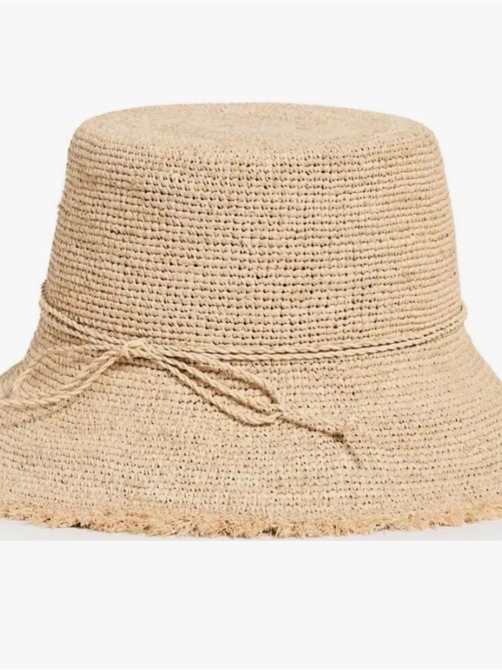 Hat Attack Natural Straw Bucket Hat with Tie
